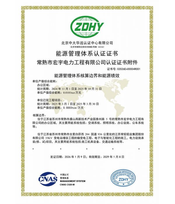 能源管理體系認(rèn)證證書(shū)